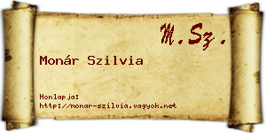 Monár Szilvia névjegykártya
